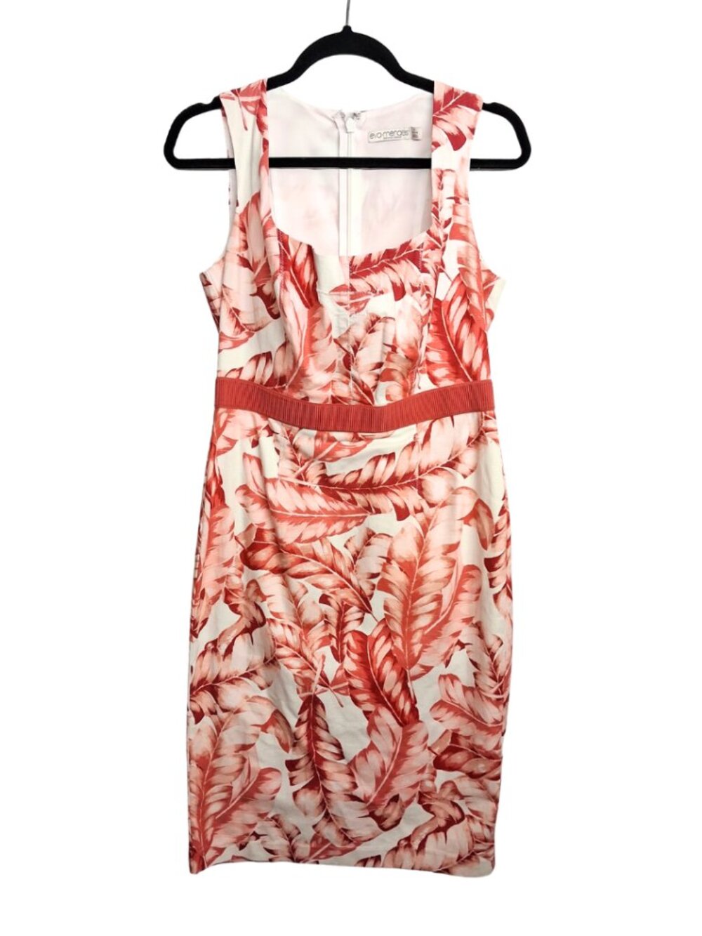 EVA MENDES New York & Company Feather Dress Sleeveless Pink White 6 Petite